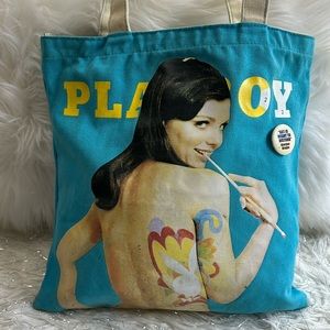 COPY - Rare Vintage playboy art painting girl tote with pin